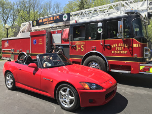 Red Honda vs Fire Truck